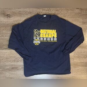 Navy and yellow Michigan Wolverines 12x National Champs long sleeve